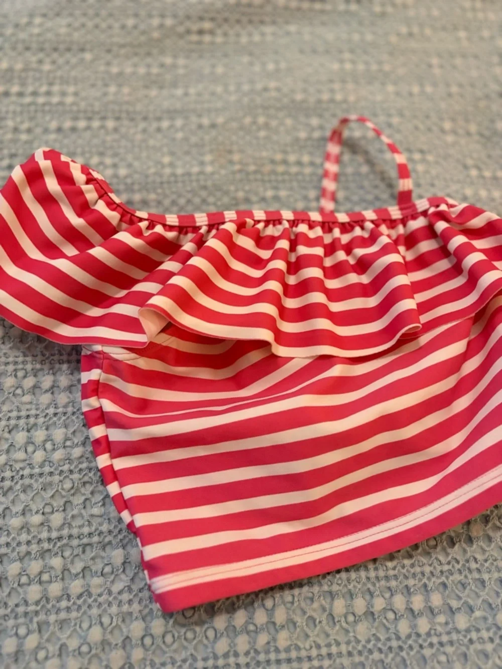Ruffle Butts Pink Striped Bikini with Polka Dot Ruffle Bottoms sz 5T